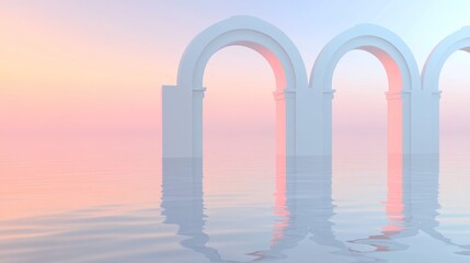 Pastel arches over a tranquil water scene.