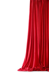 Red curtain on white background