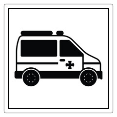 Black and White Ambulance Illustration for Medical Use