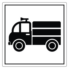 Black and White Icon of a Fire Truck