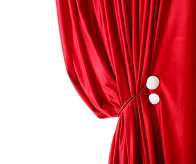 Red curtain on white background