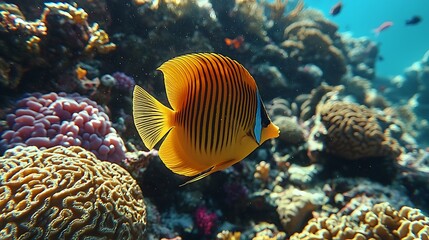 Naklejka premium Vibrant coral reef scene with fish