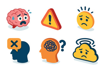 Obraz premium Isometric flat vector set of icons of emotions and moods: joy, sadness, anger, anxiety, calm, excitement, confidence, boredom. isolated transparent background.