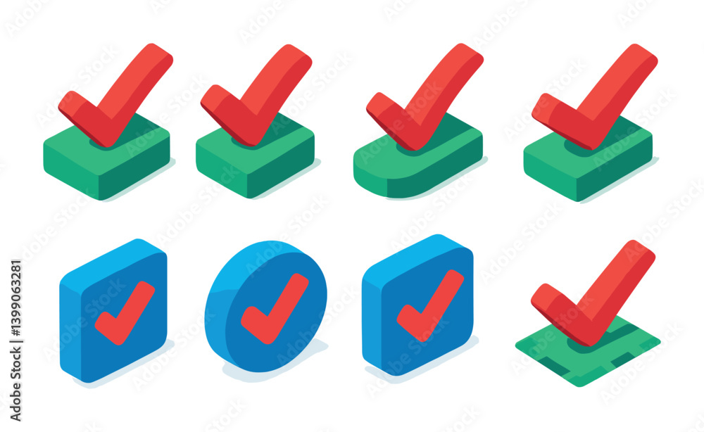 Aufkleber isometric flat vector set of icons of update notifications: bell with check, update alert, pending u