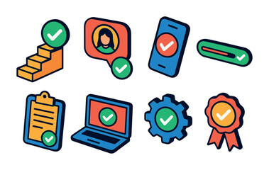 Professional achievement and success 3d icons set for digital projects