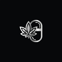 Cannabis leaf vector illustration design template. Marijuana leaf icon. Caduceus Caduceus Medical Emblem. Vector illustration.
