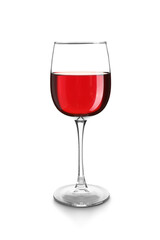 Glass of wine on white  background