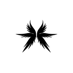 Black Angel Wings Silhouette on White Background