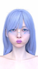 Naklejka premium 女性の顔アップ 3DCGレンダリング