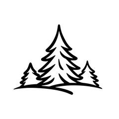 Simple Forest Icon: Minimalist Pine Tree Silhouette on White