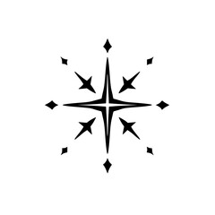 Minimalist Starburst Symbol, Black and White Design