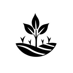 Minimalist Farm Icon: Planting and Growth Concept