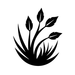 Minimalist Black & White Plant Silhouette Illustration