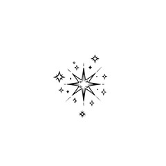 Sparkling Starburst Illustration: Simple Black & White Graphic Design