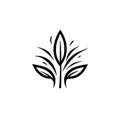 Minimalist Black & White Botanical Logo: Leaves & Lines