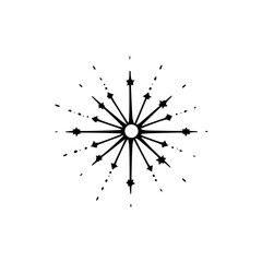 Hand-Drawn Celestial Starburst Illustration on Cream Background