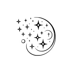 Obraz premium Sparkling Star Swirl, Minimalist Black & White Design