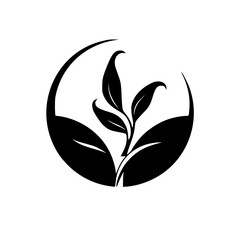Minimalist Black & White Plant Logo - Nature, Organic, Eco-Friendly