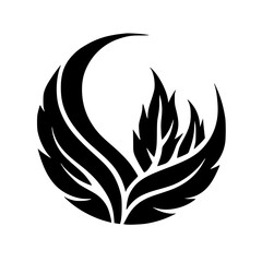 Abstract Leaf Design: Black and White Floral Logo