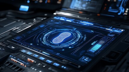 Obraz premium Futuristic Fingerprint Scanner Interface