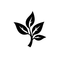 Minimalist Black & White Leafy Branch Icon, Nature & Eco Design Element