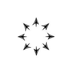 Abstract Arrow Ring in Black and White, Grunge Style