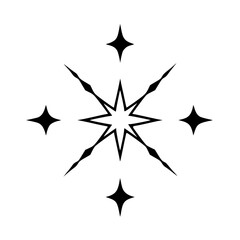 Minimalist Starburst Icon: Black and White Vector Illustration