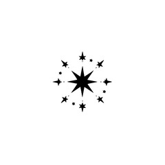 Minimalist Starburst Design: Black Stars on White Background
