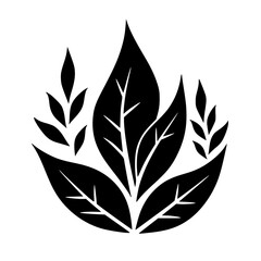 Minimalist Black and White Leafy Arrangement, Vector Graphic