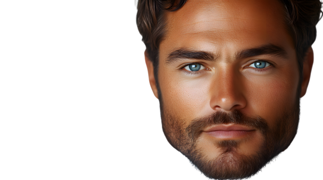 Closeup portrait of a man with blue eyes and a beard - Powered by Adobe