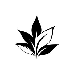 Simple Black and White Leaf Illustration - Minimalist Floral Design