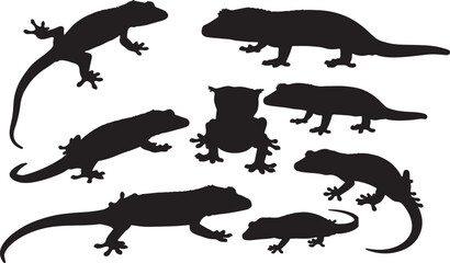 Crested Gecko Silhouette – Minimal Vector Illustration on White Background