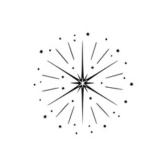 Geometric Starburst in Black & White, Minimalist Design, Festive