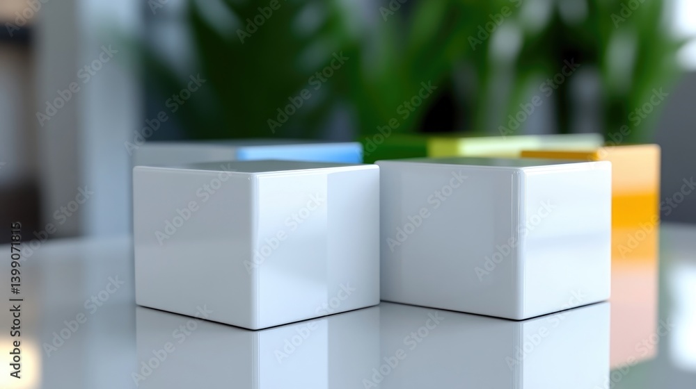 Poster modern display cubes in various colors