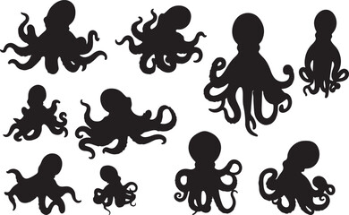 Dumbo Octopus Silhouette – Minimal Vector Illustration on White Background