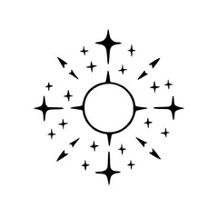 Celestial Vector Illustration: Sunburst with Star Accents, Minimalist Design