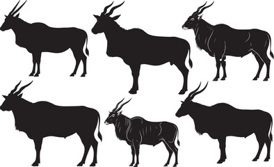 Eland Antelope Silhouette – Minimal Vector Illustration on White Background