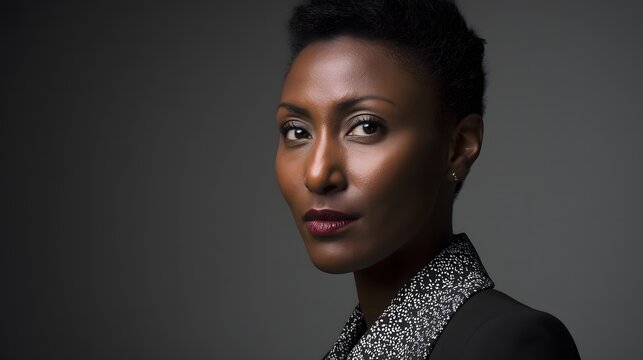 Confident African businesswoman in a tailored suit, exuding professionalism and strength