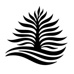 Minimalist Palm Tree Icon, Black & White Vector Illustration