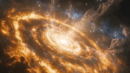 Spiral Galaxy, Cosmic Fiery Nebula