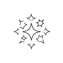 Hand-Drawn Starburst Icon, Sparkle, Isolated on White