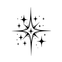 Retro Starburst Vector Illustration in Black and White