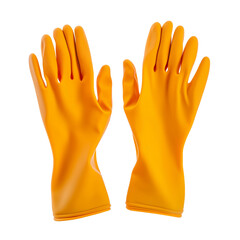 Orange cleaning gloves rubber safety protection gear isolated on transparent  background png