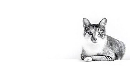 Graceful cat exudes calm elegance in minimalist setting