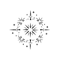 Minimalist Starburst Design: Black & White Celestial Icon