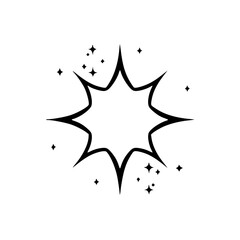 Comic Book Explosion Burst with Stars - Black and White Design Element