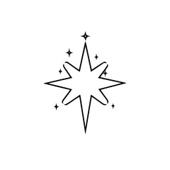Minimalist Starburst Icon with Sparkles - Black and White