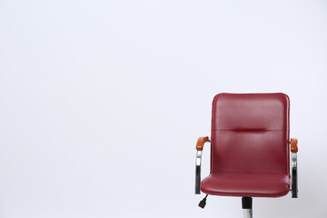 Comfortable office chair on white background, space for text