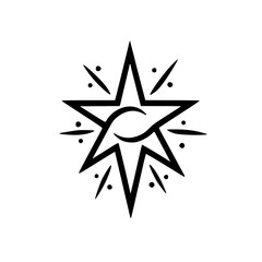 Fototapeta premium Mystical Star with Eye Symbol on White, Minimalist Design