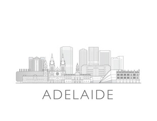 Fototapeta premium Adelaide, Australia cityscape illustration skyline drawing